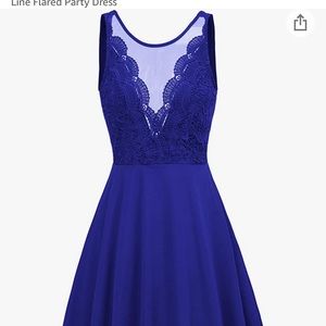 GRACE KARIN Women Sleeveless Lace Patchwork Deep V-Neck A Line Flared Dress